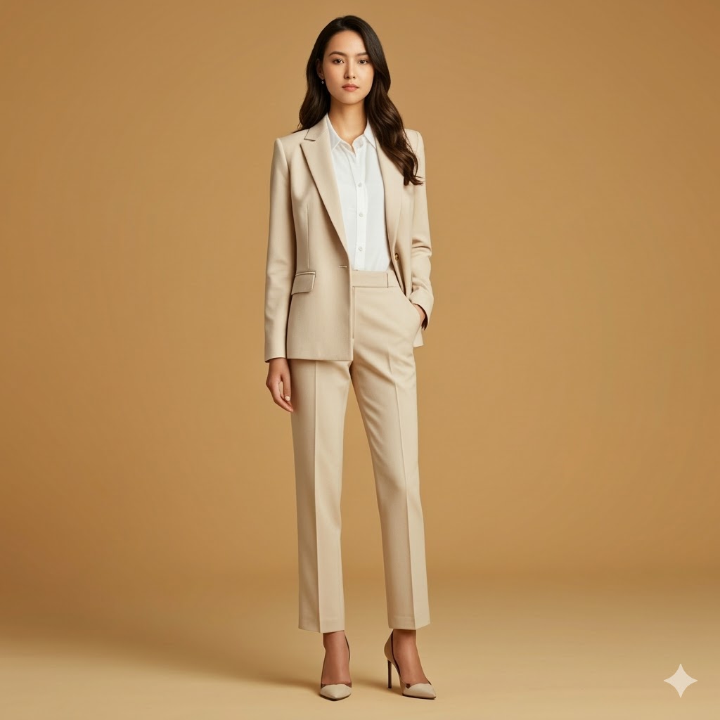 Full body shot of model in professional work attire
